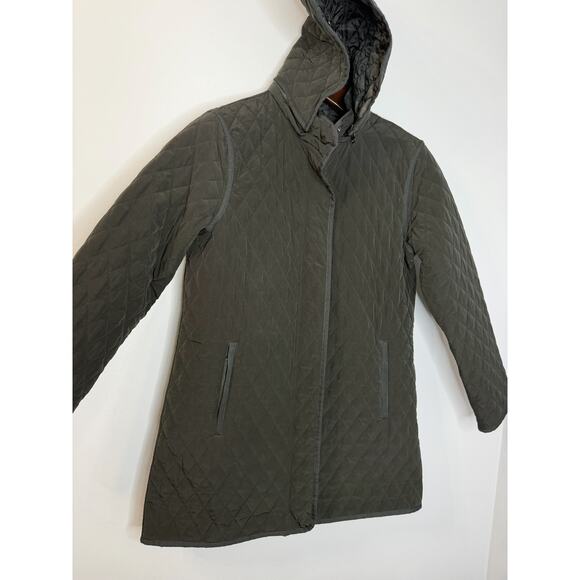 Garnet Hill Recycled Quilted Car Coat Jacket Women's S Black - Picture 5 of 11